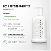Perfume Hombre Boss Unlimited Aroma Fresco Energético y Deportivo