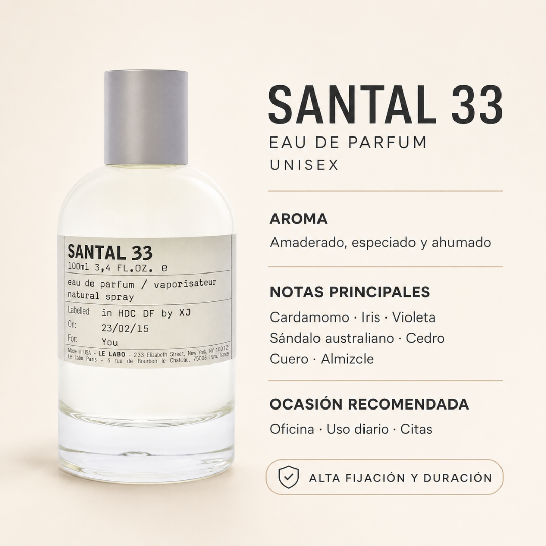 Perfume Unisex Santal 33 Aroma Amaderado Elegante