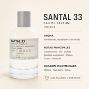 Perfume Unisex Santal 33 Aroma Amaderado Elegante