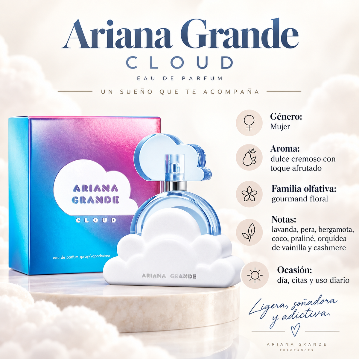 Perfume Mujer Cloud Ariana G Aroma Dulce Aireado