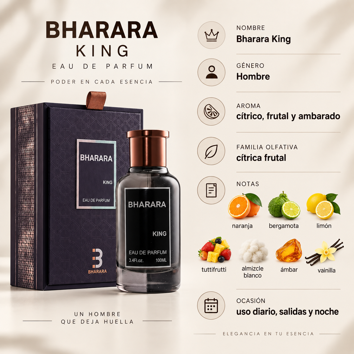 Perfume Hombre Bharara King Aroma Potente Elegante