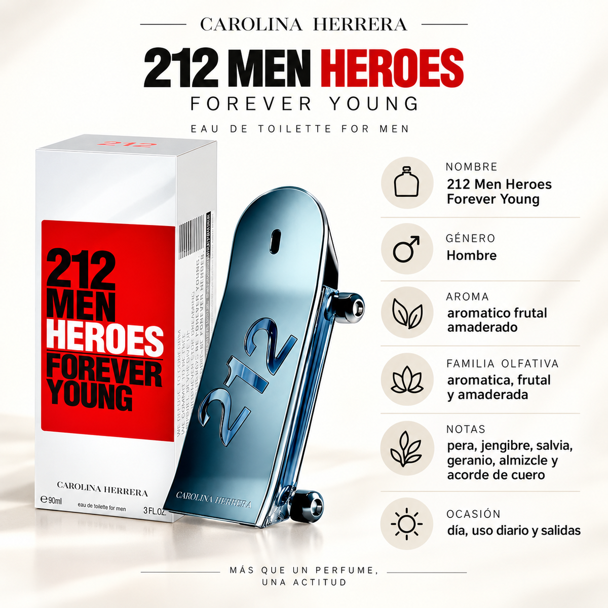 Perfume Hombre 212 Heroes Aroma Dulce Juvenil