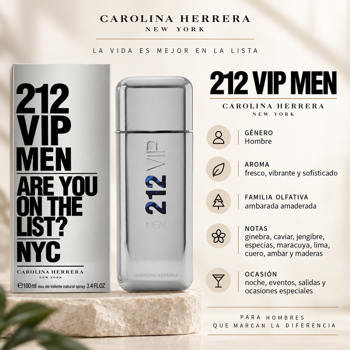 Perfume Hombre 212 VIP Men Aroma Dulce Nocturno