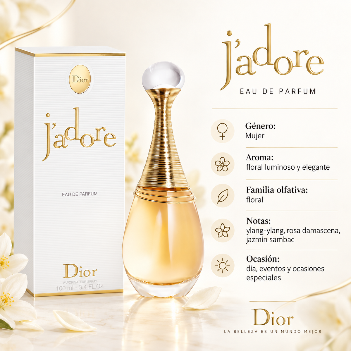 Perfume Mujer J’adore Dior Aroma Floral Elegante