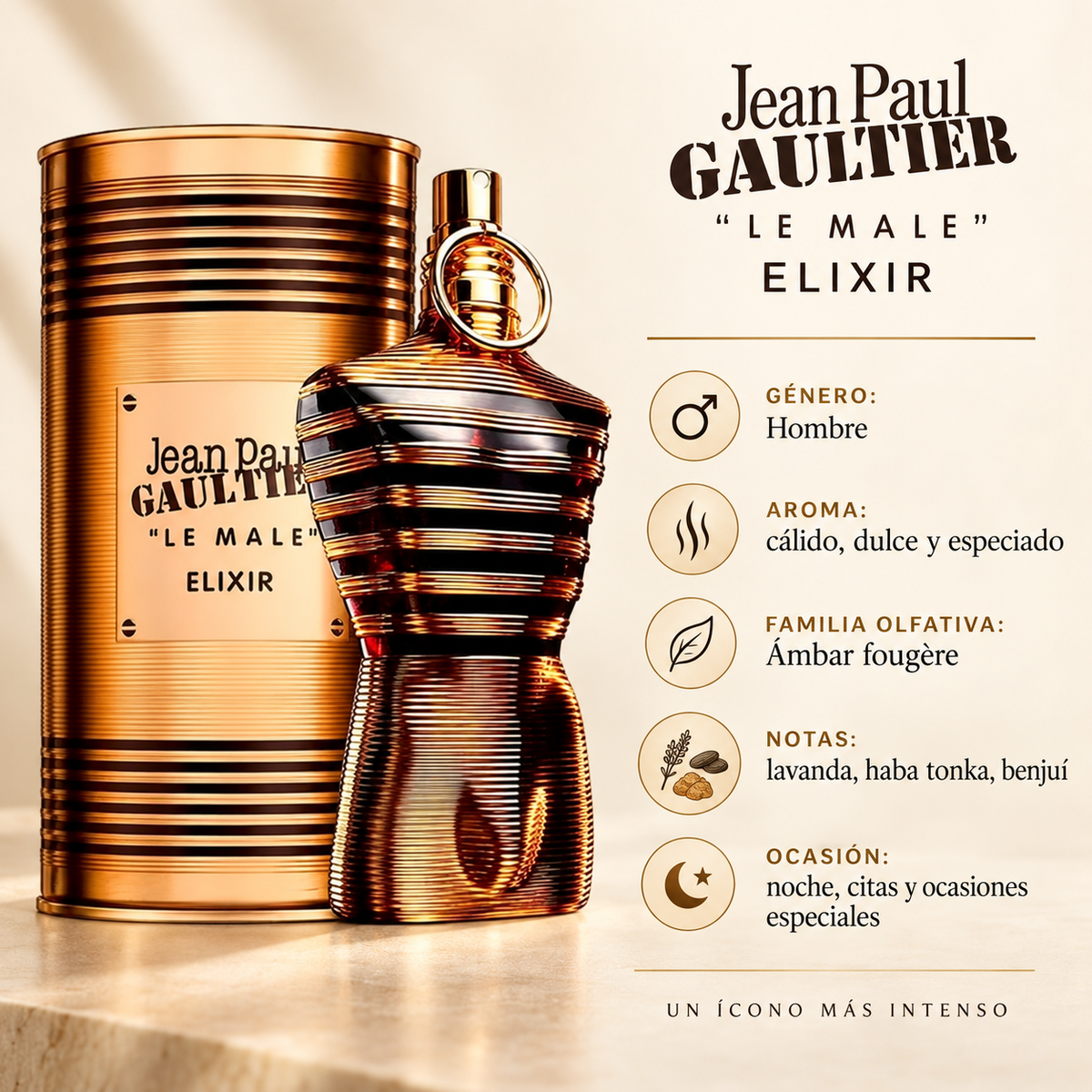 Perfume Hombre Le Male Elixir Aroma Dulce Intenso Tipo  Elegante