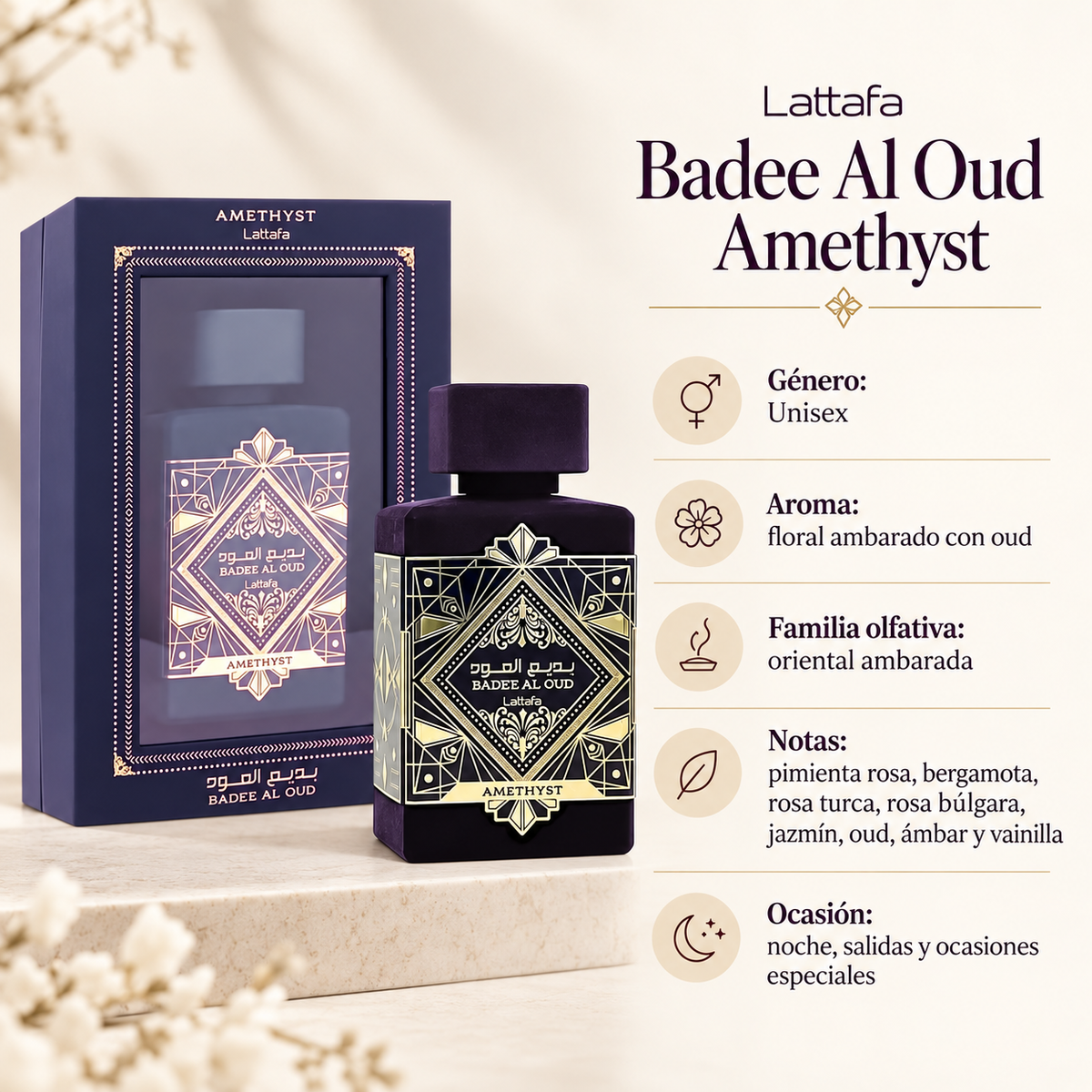 Perfume Amatista Mujer Aroma Oriental Dulce Elegante Tipo