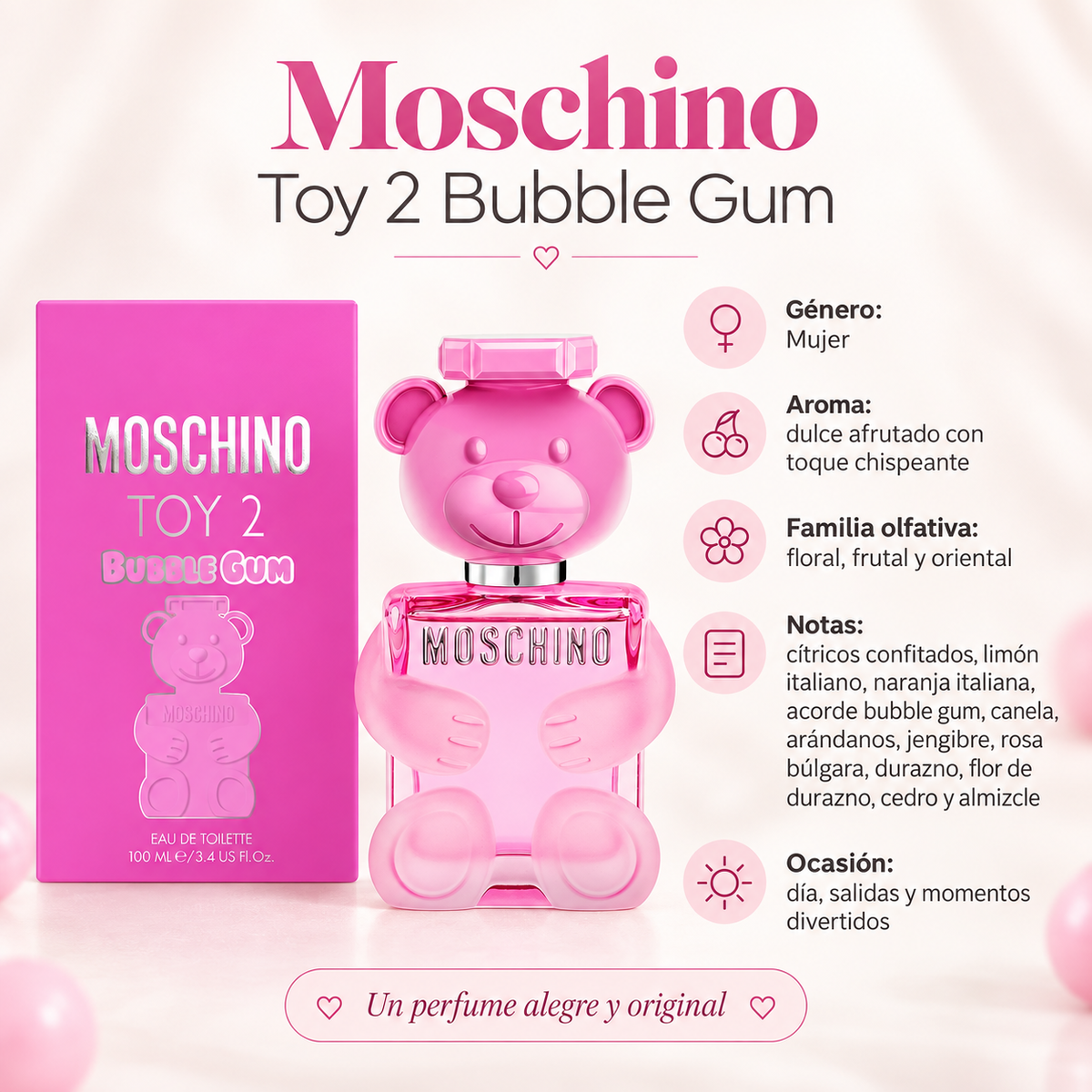Perfume Mujer Aroma Dulce /Toy2 Bubble Gum Juvenil Divertido