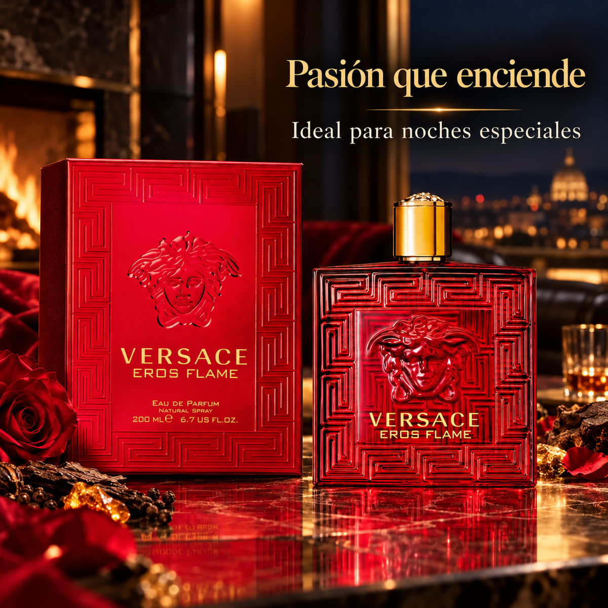 Perfume Hombre Eros Flame Aroma Dulce Intenso Seductor