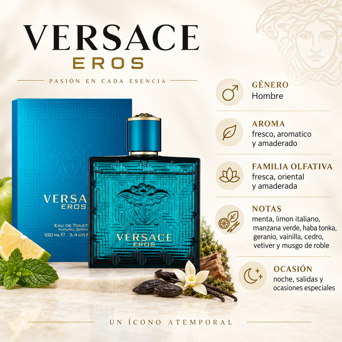 Perfume Hombre Eros  Aroma Dulce Intenso Tipo Seductor